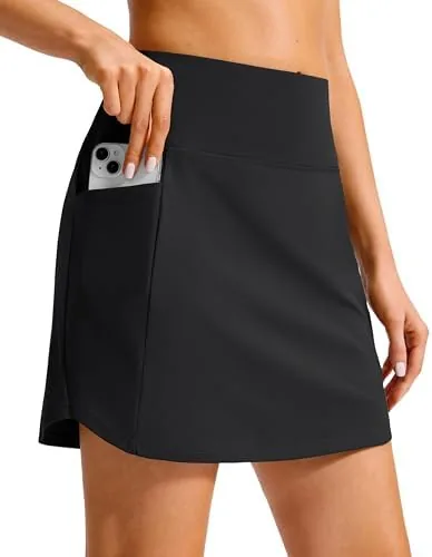 santiny 16 skorts for women with 4 pockets high waisted golf skirt black