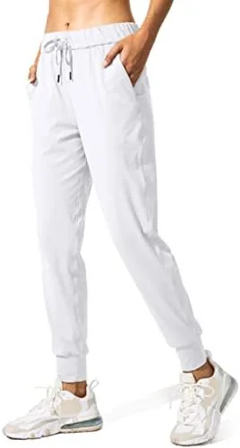 santiny womens joggers pants pockets drawstring running sweatpants for women lounge workout joggingwhite s
