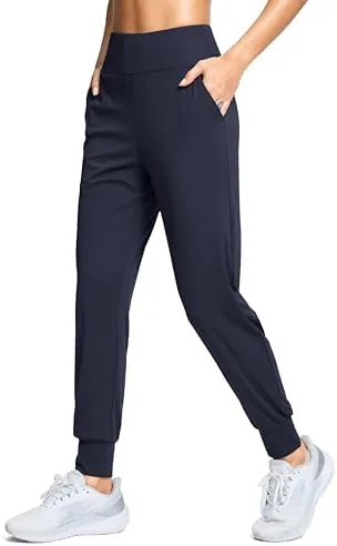 santiny womens joggers pants with pockets lightweight high waisted athletic gym workout pants for women yoga travel navy l